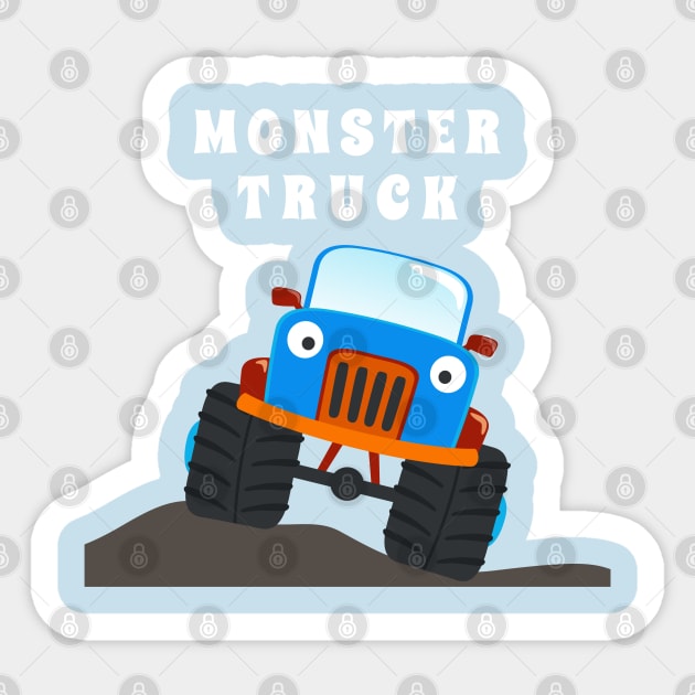 illustration of monster truck with cartoon style. Sticker by KIDS APPAREL